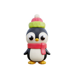 3D Christmas penguin character, Merry Christmas and happy new year, 3d rendering