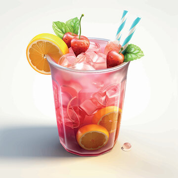 illustration of a drink cocktail topped with fresh fruit