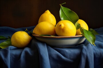 The Citrus Elegance: A Captivating Display of Fresh Lemons on a Cloth