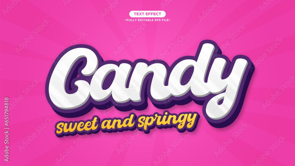 Poster candy sweet and springy vector text effect. fully editable font and text