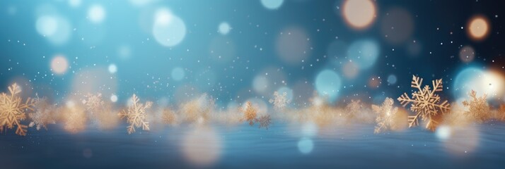 Sparkling snowflake winter background. Detailed dancing ice crystals at Christmas in pastel glowing colors. Snowy landscape closeup.