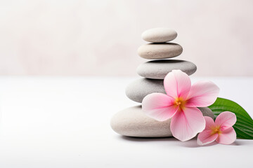 Obraz na płótnie Canvas zen stones and pink orchid flower banner 