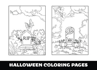 Halloween pumpkin coloring pages for kids. Halloween education coloring page for preschool children.