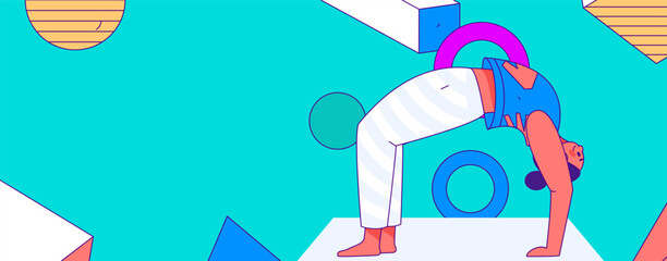 Practicing yoga, physical and mental health, flat vector character concept, operation hand drawn illustration