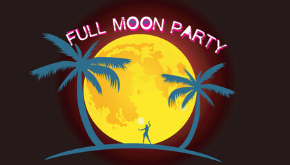 Full moon party vector illustrator © Chomchilai