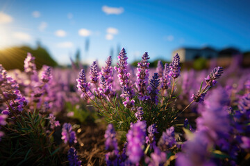 Fototapeta premium lavender field at sunset