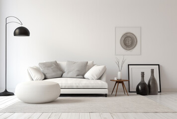 Modern living room interior with minimal decoration