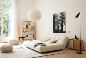Modern living room interior with minimal decoration