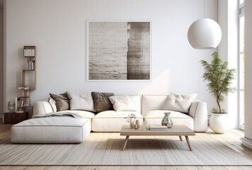 Fototapeta na wymiar Modern living room interior with minimal decoration