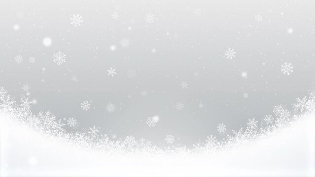 Crystals of falling snow. White Christmas background. loop video.(062)