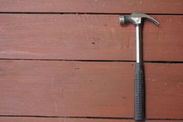 Set of professional construction tools and safety helmet on work table. Top view. Old tools. Various tools on a wooden table