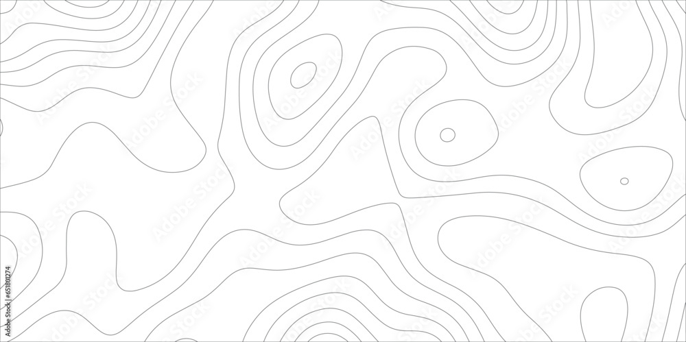 Poster Ocean topographic line map with curvy wave isolines vector illustration. Abstract topographic contours map background, Vector contour topographic map. Cartography texture abstract banner use..