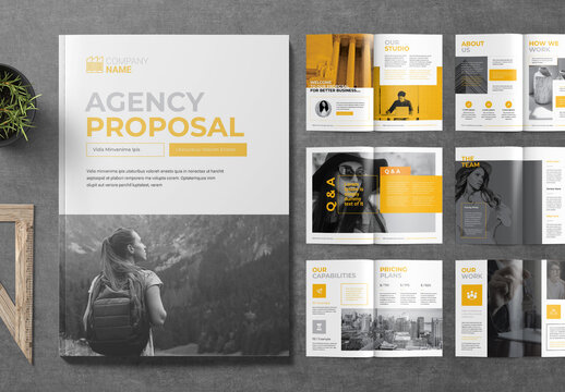 Business Proposal Layout with Orange Accents