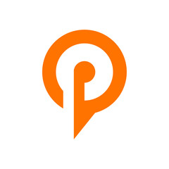 monogram letter P and mapping point