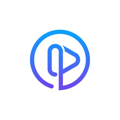 letter P logo and play button design