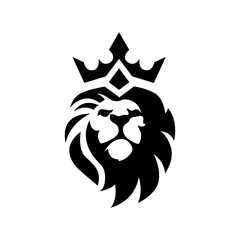 silhouette of king lion logo design