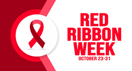 October is Red Ribbon Week background template. Holiday concept. background, banner, placard, card, and poster design template with text inscription and standard color. vector illustration.