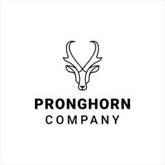 Pronghorn antelope logo with simple line style design - obrazy, fototapety, plakaty