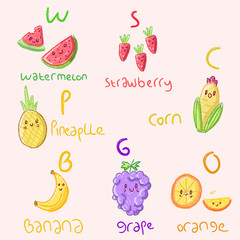 set of fruits and berries