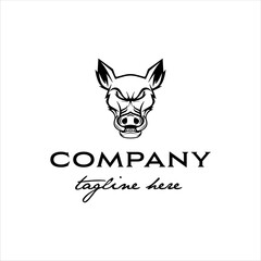 Boar angry face logo with masculine style design