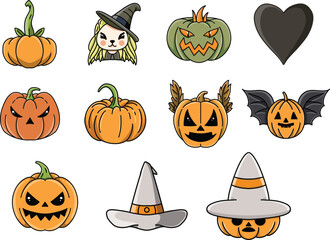 a set of halloween illustration vector