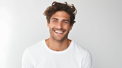 studio photo of a handsome man model smile with white isolated background ai generated - Powered by Adobe