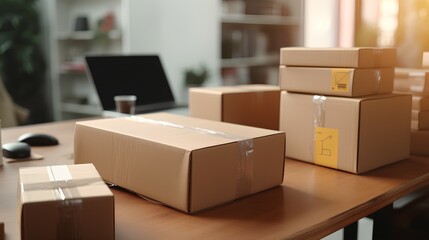 Closeup view of people online store small business owner seller entrepreneur packing package ai generated