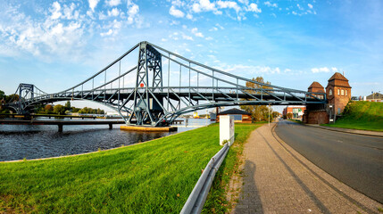 View to the Kaiser-Wilhelm-Bridge over the Ems-Jade Kanal in Wilhelmshaven, Germany