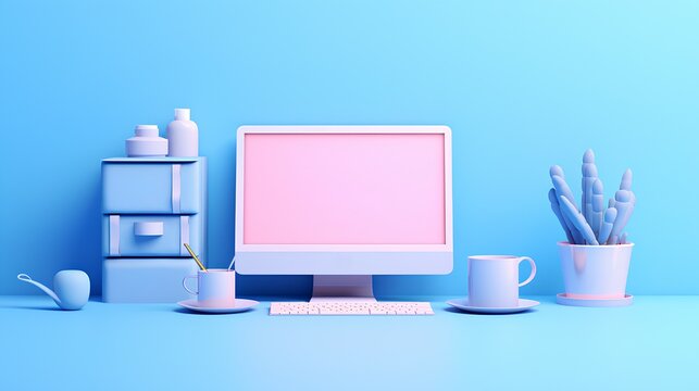 business computer and workspace 3d render ai generated