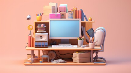business computer and workspace 3d render ai generated