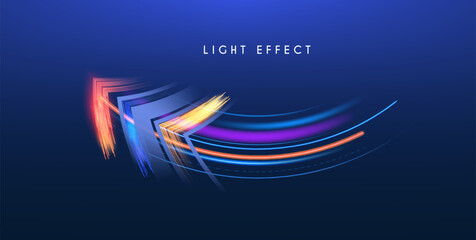 Motion striped light effect with fluid color. Abstract shining wave background. Magic screen design