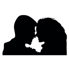 Happy couple vector silhouette .