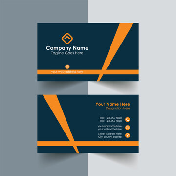 Free vector elegant black & yellow business card template modern visiting card