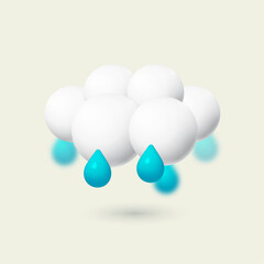 3D cloud and rain vector illustration