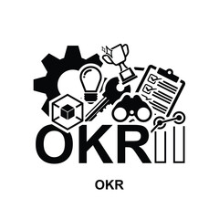 OKR icon. Objective key result isolated on background vector illustration.