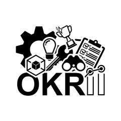 OKR icon. Objective key result isolated on background 