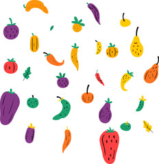 a set of simple vegetable illustration vector