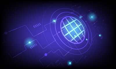 Abstract tecnology background with dots and lines and arrow.