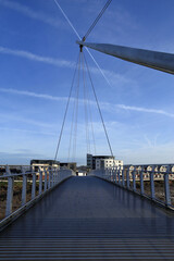Fototapeta na wymiar Newport City footbridge is a pedestrian and cycle bridge over the River Usk, in the city of Newport, South Wales, United Kingdom.