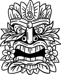 hawaiian tiki head outline illustration