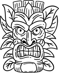 hawaiian tiki head outline illustration