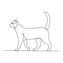 Continuous single line cat  outline vector art illustration 