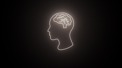 Human brain neon light icon. brain medical structure.The human brain.