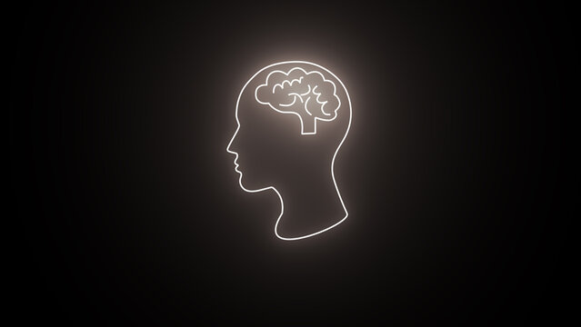 Human brain neon light icon. brain medical structure.The human brain.