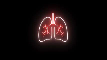 neon lungs icon. Glow Healthy Lungs, Human Respiratory System. See my portfolio for more color or design images. - obrazy, fototapety, plakaty