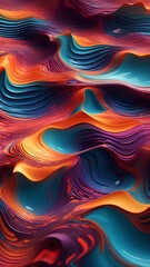 A colorful abstract fluid art. This is an abstract image of a fluid-like surface with a gradient of colors. The colors range from red, orange, pink, purple, and blue.