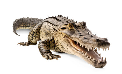 Crocodile with open mouth on isolated transparent background