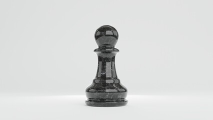 3d render one black marble pawn stands