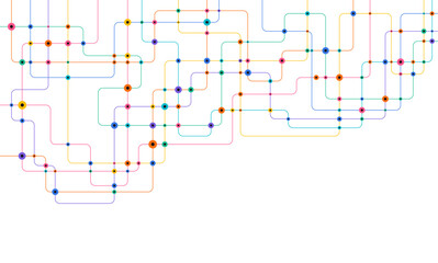 Circuit connect lines and dots. Network technology and Connection concept. Decentralized network nodes connections