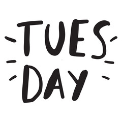 Tuesday. Day of the week. Lettering. Vector graphic design. Illustration on white background.